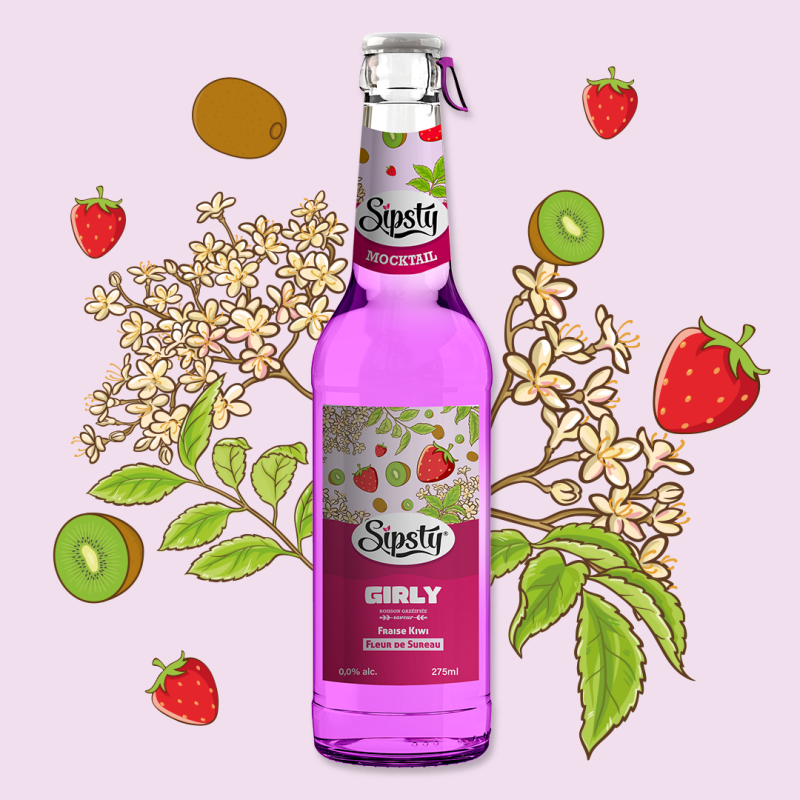 bouteille mocktail Sipsty Girly illustrations fruits