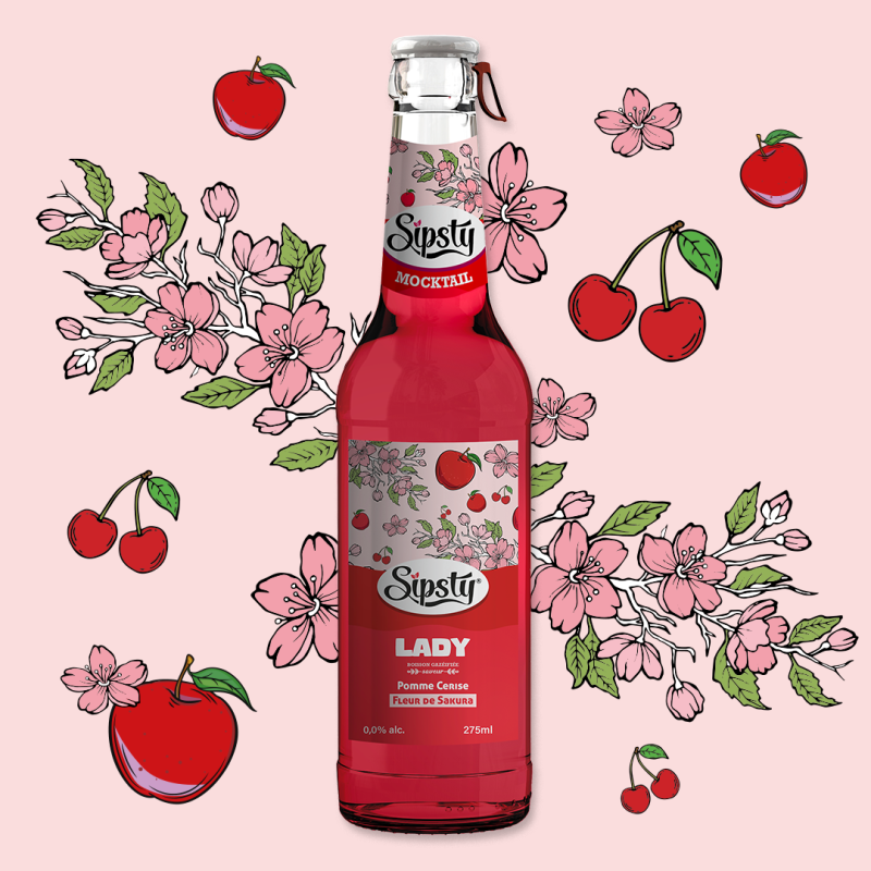bouteille mocktail Sipsty Lady illustrations fruits